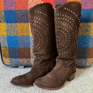 Frye Deborah Studded Laser Cut Suede Western Boot